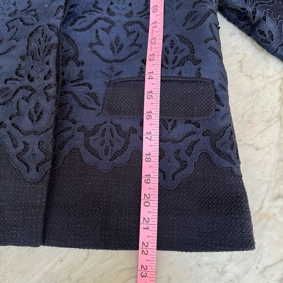 Ann Taylor Jacket Navy Blue Botanical Lace Overlay Blazer Button Up size 0 - Picture 8 of 8